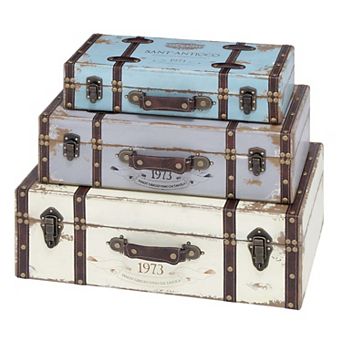 Stella & Eve Distressed Decorative Trunk Floor Decor 3 pc Set