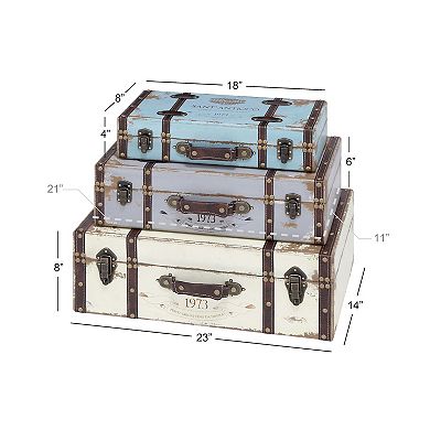 Stella & Eve Distressed Decorative Trunk Floor Decor 3-piece Set