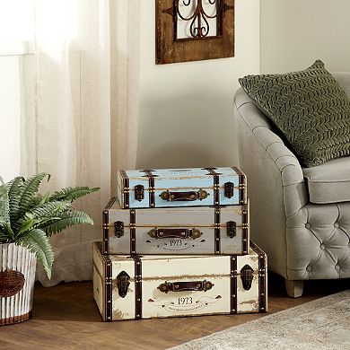 Stella & Eve Distressed Decorative Trunk Floor Decor 3-piece Set