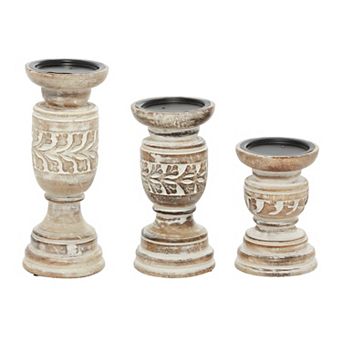 Stella & Eve Wood Candle Holder Table Decor 3 pc Set
