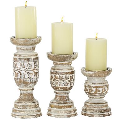 Stella & Eve Wood Candle Holder Table Decor 3-piece Set