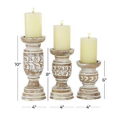 Stella & Eve Wood Candle Holder Table Decor 3-piece Set