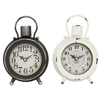 Stella & Eve Distressed Clock Table Decor 2 pc Set