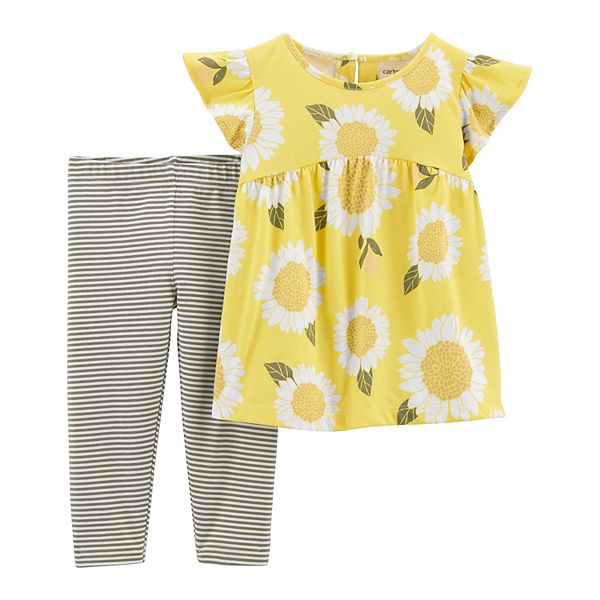 Toddler Girl Carter's 2-Piece Sunflower Tee & Capri Leggings Set