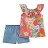 Toddler Girl Carter's 2-Piece Floral Top & Chambray Short Set