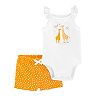 Baby Girl Carter's "Strong Like My Mommy" Giraffe Graphic Bodysuit & Polka Dot Shorts Set