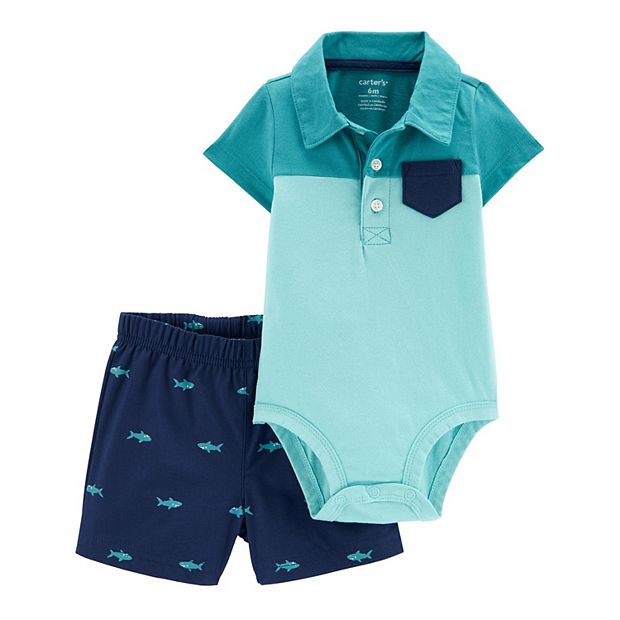 Baby Boy Carter s 2 Piece Polo Bodysuit Short Set