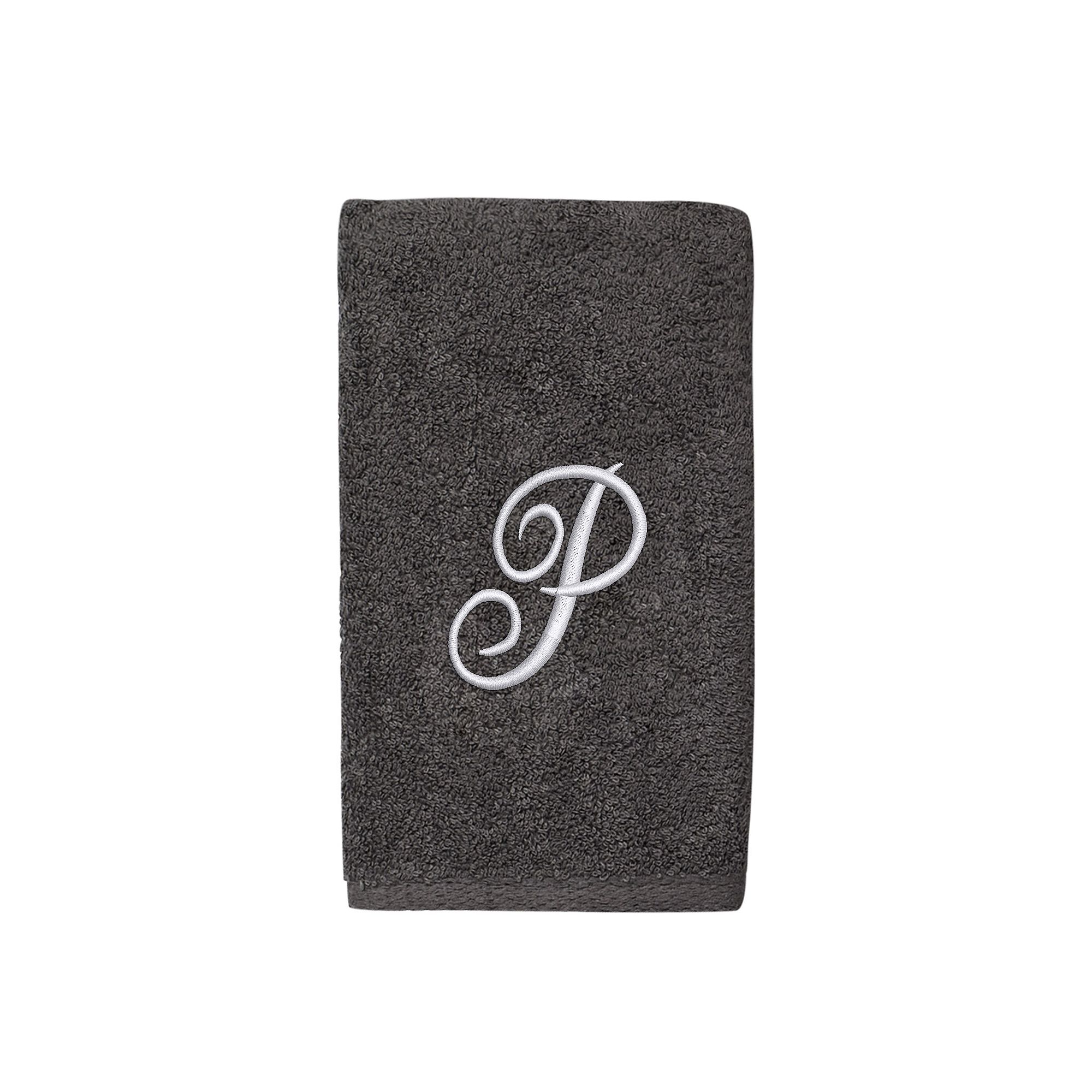 Avanti Premier Silver Script Monogram Hand Towel