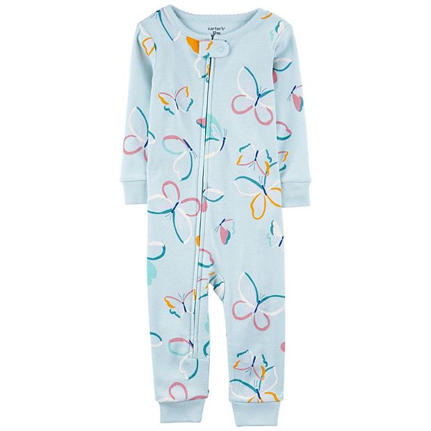 Baby Girl Carter s Butterfly Zip Up Footless Pajamas