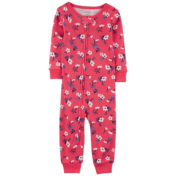 Baby Girl Carter's Floral ZipUp Footless Pajamas