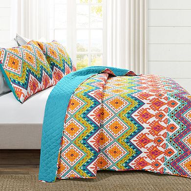 Lush Decor Boho Chevron Reversible Cotton Quilt Set with Shams