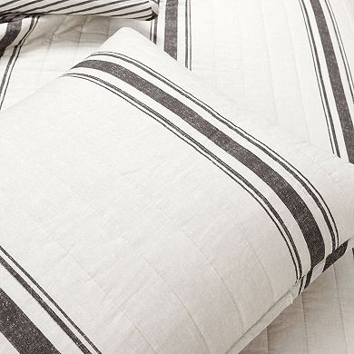 Lush Decor Farmhouse Stripe Reversible Cotton Quilt Set with Shams