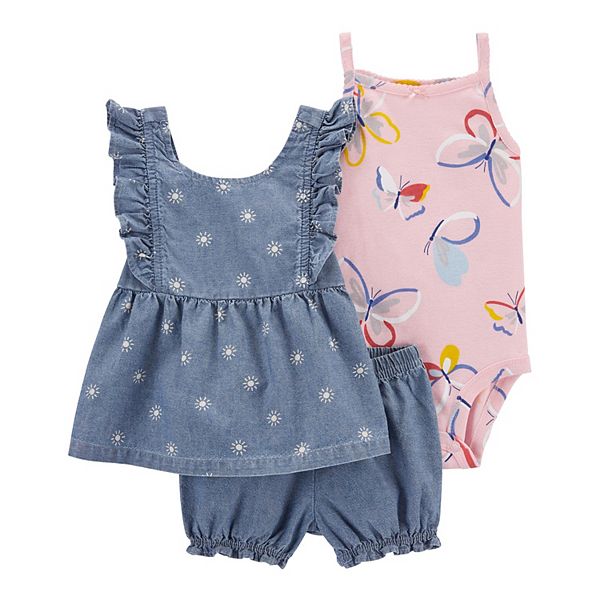Baby Girl Carter's 2Piece Butterfly Bodysuit & Chambray Short Set