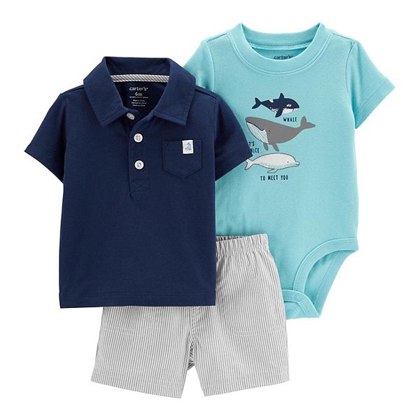 Baby Boy Carter's 3-Piece Deep Sea Whales Little Shorts Set