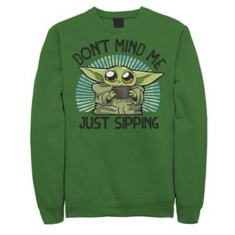 Men's Star Wars The Mandalorian The Child Just Sipping Portrait Sweatshirt