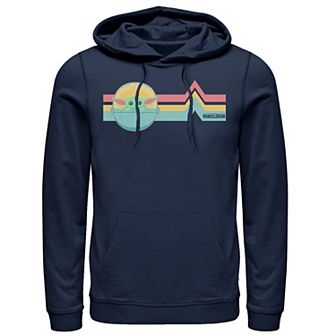 Men's Star Wars The Mandalorian The Child Rainbow Chest Lines Hoodie
