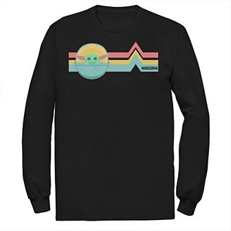 Men's Star Wars The Mandalorian The Child Rainbow Chest Lines Tee