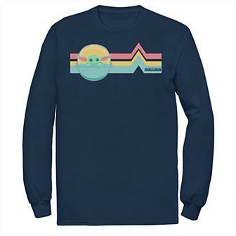 Men's Star Wars The Mandalorian The Child Rainbow Chest Lines Tee