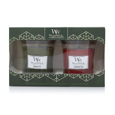 WoodWick Frasier Fir & Cinnamon Chai Hourglass 9.7 oz. Candle Jar 2-piece Set