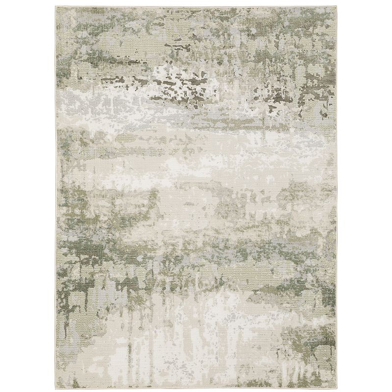 StyleHaven Cameron Modern Distressed Abstract Area Rug, Beig/Green, 2X7.5 Ft
