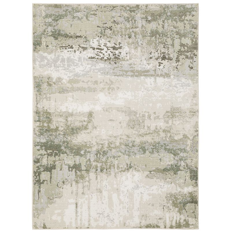 StyleHaven Cameron Modern Distressed Abstract Area Rug, Beig/Green, 10X13 Ft