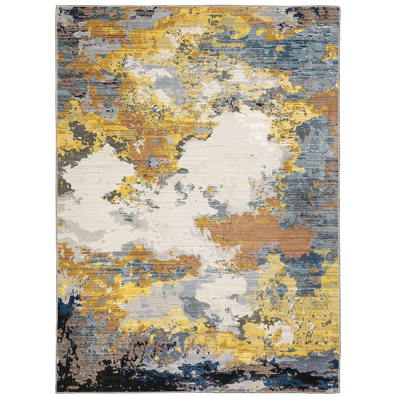 StyleHaven Cameron Modern Panes Abstract Area Rug, Yellow, 8X11 Ft