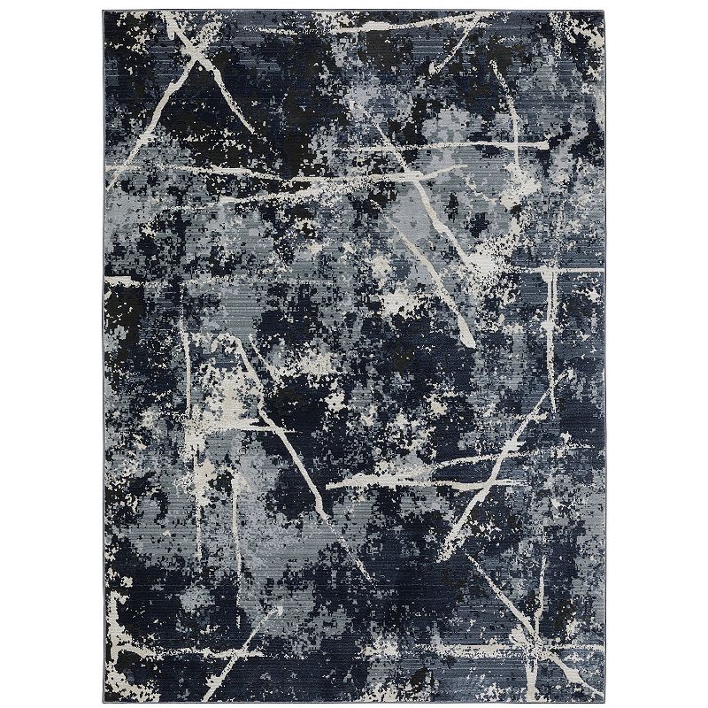 StyleHaven Cameron Crashed Modern Abstract Area Rug, Blue, 10X13 Ft