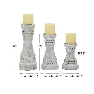 Stella & Eve Rustic White Wood Candle Holder 3-piece set