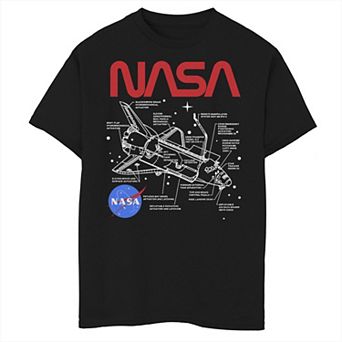 Boys 8-20 NASA Shuttle Schematics Poster Style Graphic Tee