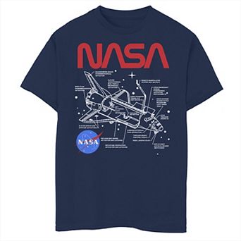 Boys 8-20 NASA Shuttle Schematics Poster Style Graphic Tee