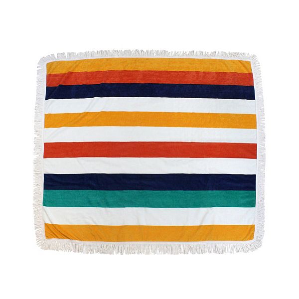 Sand & Surf Square Beach Towel With Fringe