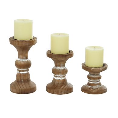 Stella & Eve Distressed Style Wood Candle Holder 3-piece set