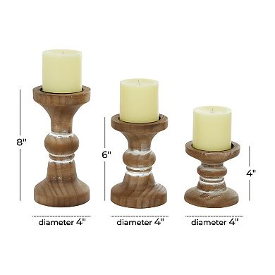 Stella & Eve Distressed Style Wood Candle Holder 3-piece set