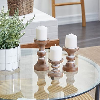 Stella & Eve Distressed Style Wood Candle Holder 3-piece set
