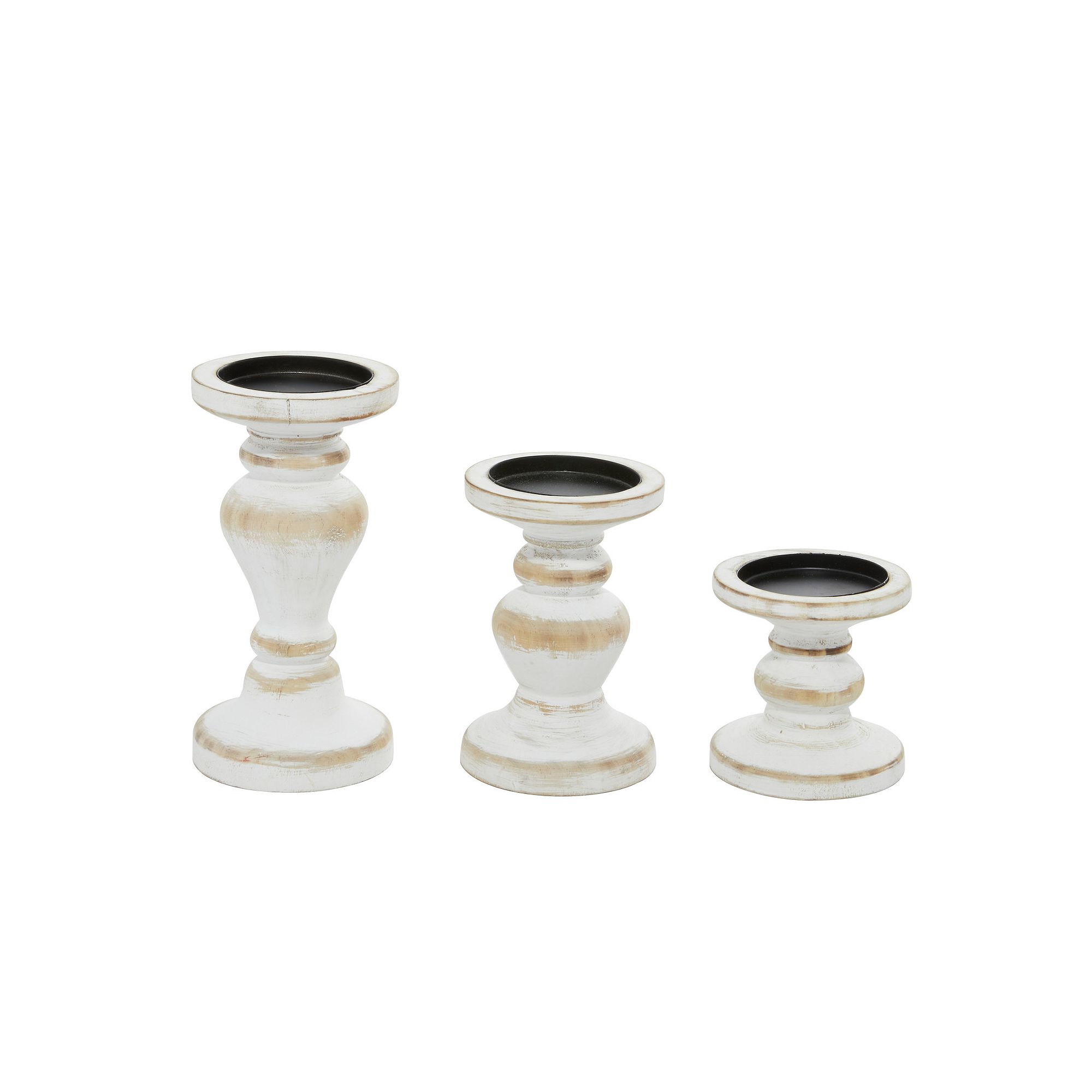 Stella & Eve Distressed Style Wood Candle Holder 3-piece set, Beige