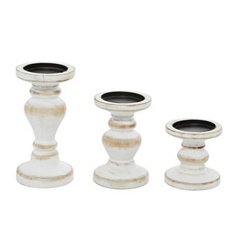 Stella & Eve Distressed Style Wood Candle Holder 3 pc set