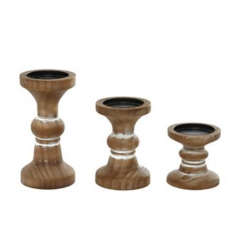 Stella & Eve Distressed Style Wood Candle Holder 3 pc set