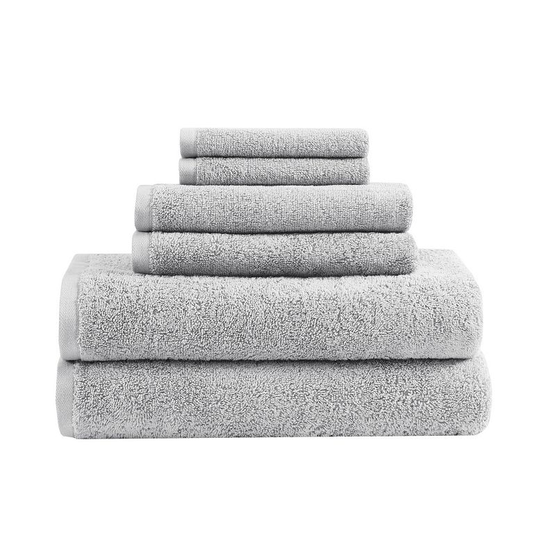 Clean Spaces Loft Cotton Solid 6 Piece Antimicrobial Towel Set, Grey, 6 Pc 