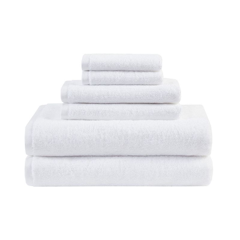 Clean Spaces Loft Cotton Solid 6 Piece Antimicrobial Towel Set, White, 6 Pc