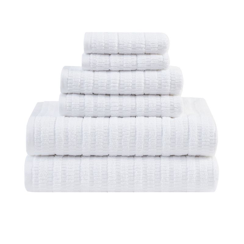Clean Spaces Loft Cotton Solid 6-Piece Antimicrobial Towel Set, White, 6 Pc
