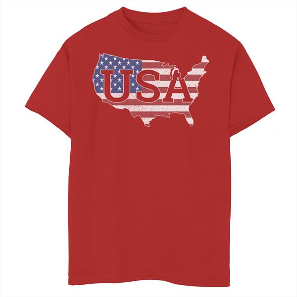 Boys 8-20 Americana USA American Flag Silhouette Graphic Tee