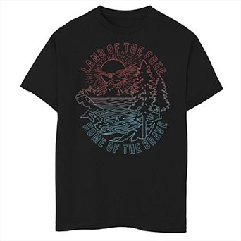 Boys 8-20 Americana Land Of The Free Home Of The Brave Scenic Graphic Tee