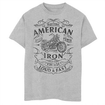 Boys 8-20 Americana American Iron Loud & Fast Motorcycle Graphic Tee