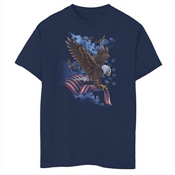 Boys 8-20 Americana Flying Eagles with American Flag Graphic Tee