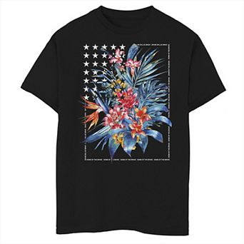 Boys 8-20 Americana Floral American Flag Graphic Tee