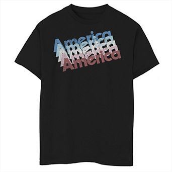 Boys 8-20 Americana Four America Red White and Blue Text Graphic Tee