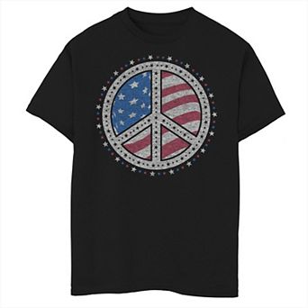 Boys 8-20 Americana Peace Sign Stars American Flag Graphic Tee