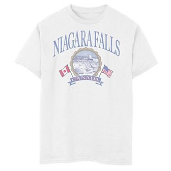 Boys 8-20 Americana Niagara Falls Scene Canada America Flags Graphic Tee