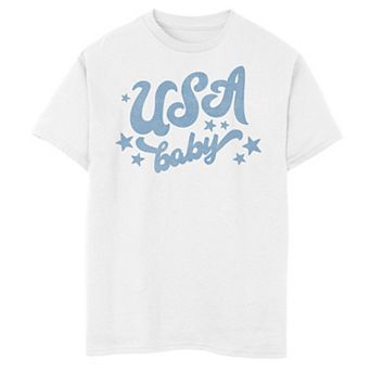 Boys 8-20 Americana USA Baby Blue Stars Graphic Tee