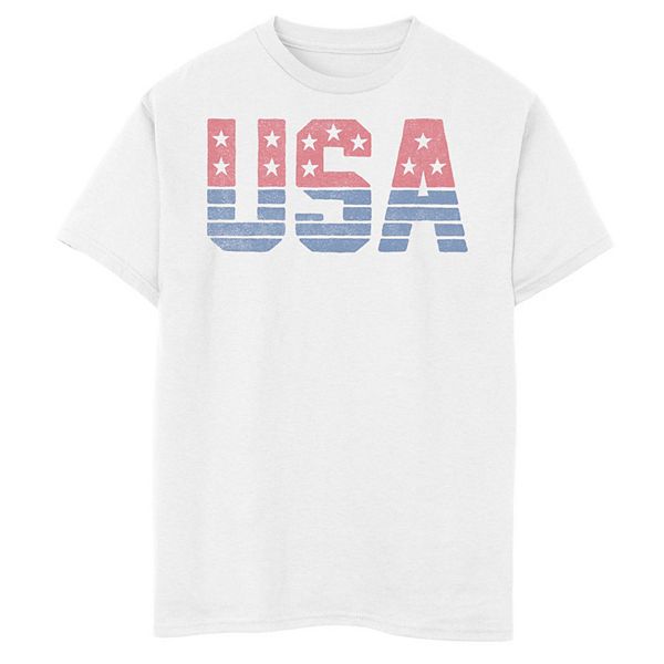 Boys 8-20 Americana Red White and Blue USA Stars and Stripes Graphic Tee